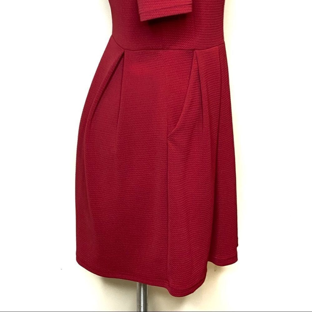 Lush burgundy short sleeve skater dress with pockets size M - Picture 10 of 13